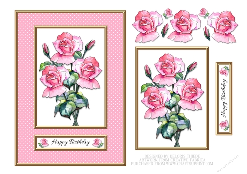 Happy Birthday - Lovely Watercolor Roses - Card One