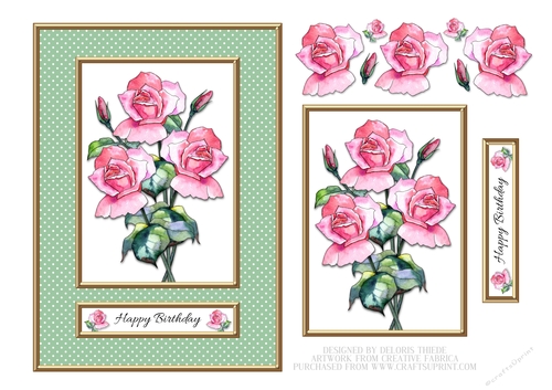 Happy Birthday - Lovely Watercolor Roses - Card Two