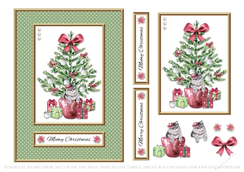 Cute Kitty Hiding In The Christmas Tree - Green