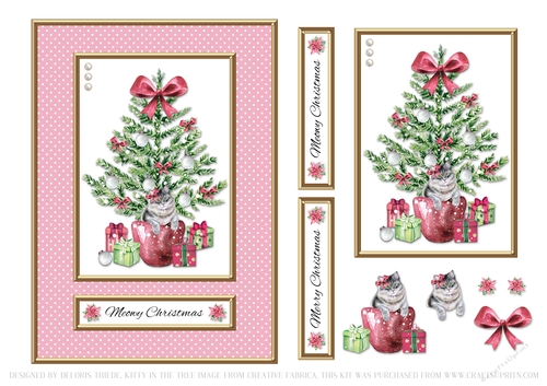 Cute Kitty Hiding In The Christmas Tree - Pink