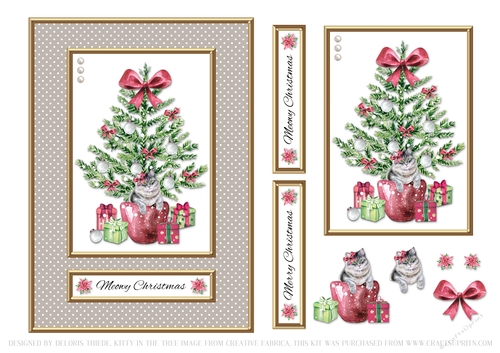 Cute Kitty Hiding In The Christmas Tree - Gray