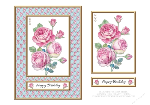 Lovely Shabby Chic Roses Birthday Topper