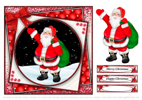 Cute Santa Holiday Topper - Red