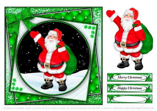 Cute Santa Holiday Topper - Green