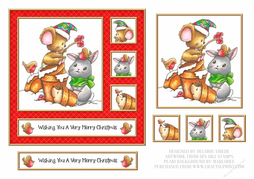 Cute Critters Holiday Topper - Red Plaid