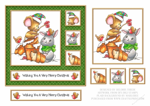 Cute Critters Holiday Topper - Green Plaid