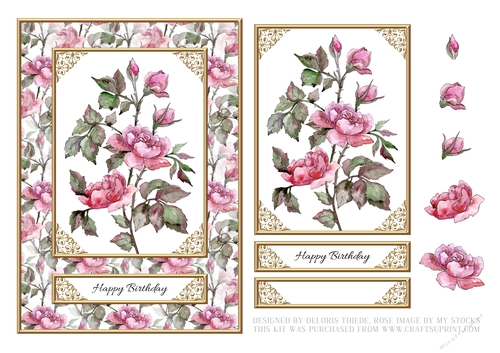Lovely Watercolor Roses Birthday Topper