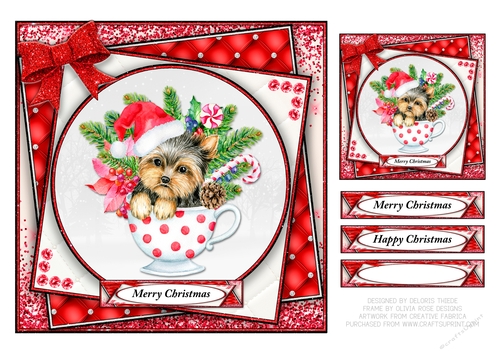 Cute Puppy In A Teacup Holiday Topper