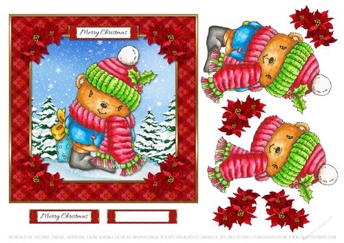 Cute Bundled Up Bear Holiday Topper