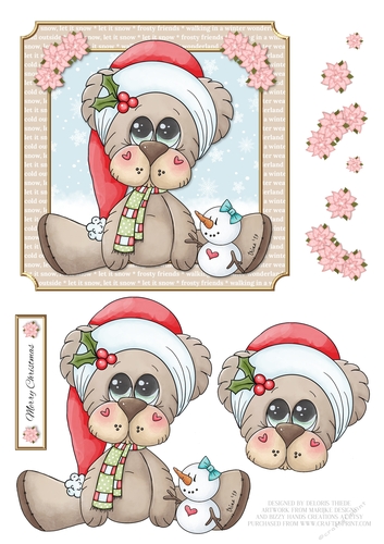 Cute Santa Bear Holiday Topper - Tan