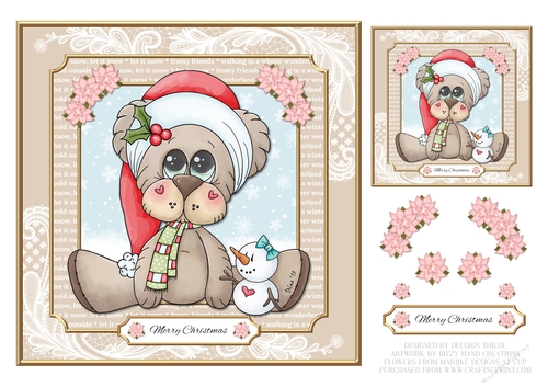 Cute Santa Bear Holiday Topper And Gift Tag