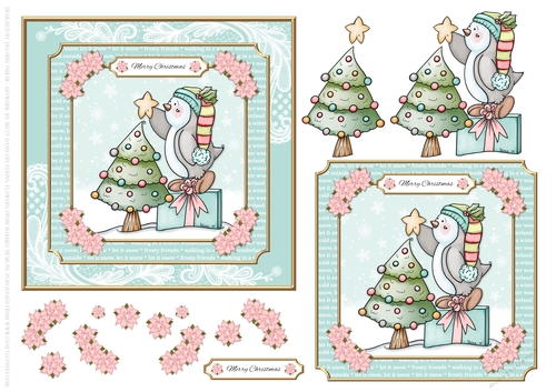 Cute Penguin Decorating The Christmas Tree 
