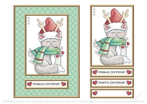 Cute Kitty Holiday Topper - Green 
