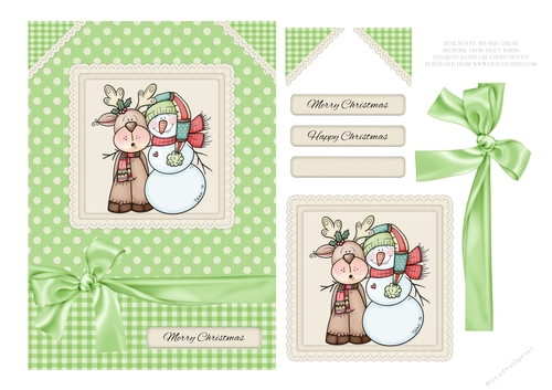 Cute Snowman N Reindeer Holiday Topper