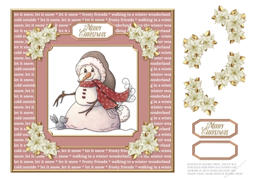 Cute Snowman Holiday Topper - Pink 