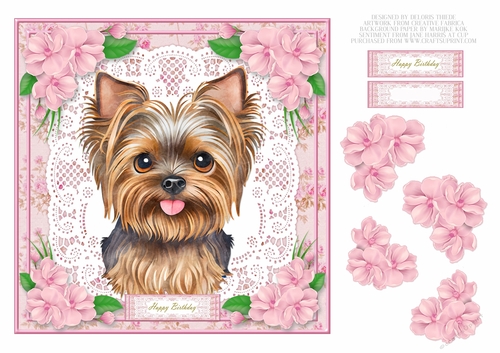 Cute Yorkie Birthday Topper - Card #2