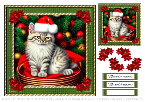 Cute Kitty Holiday Topper Plus Gift Tag