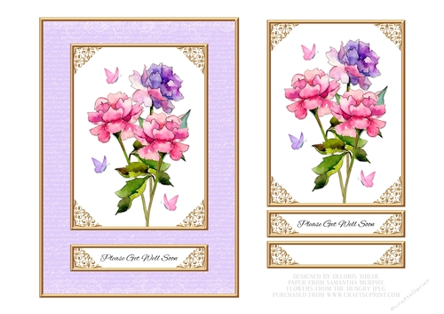 Lovely Watercolor Peonies Get Well Topper