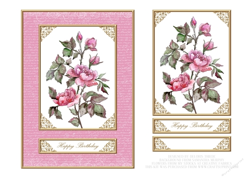 Lovely Watercolor Roses Birthday Topper - Pink