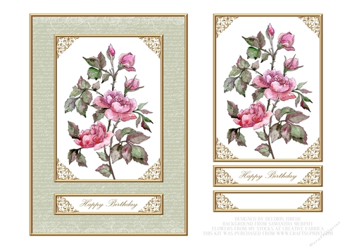 Lovely Watercolor Roses Birthday Topper - Green