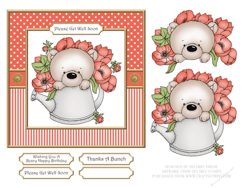 Cute Teddy Bear Birthday/Get Well/Thanks - Card One