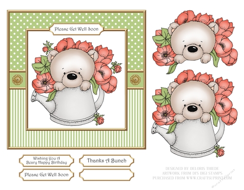 Cute Teddy Bear Birthday/Get Well/Thanks - Card One