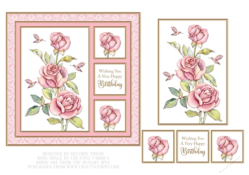 Lovely Roses Birthday Topper - Card Three