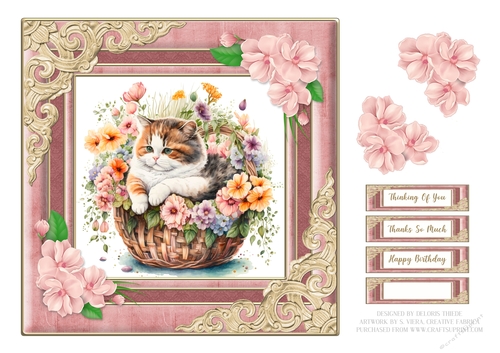 Cute Kitty Birthday/Thanks Topper