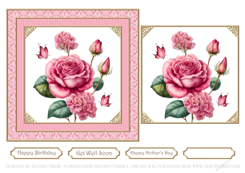 Lovely Flowers N Butterflies - Pink