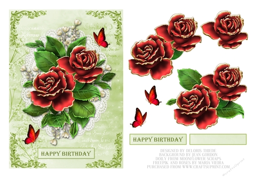 Lovely Roses N Butterflies Birthday Topper