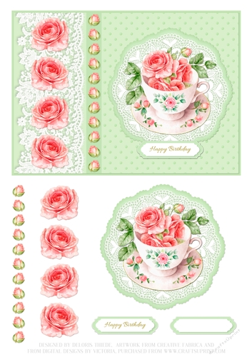 Lovely Flowers In A Teacup Birthday Topper
