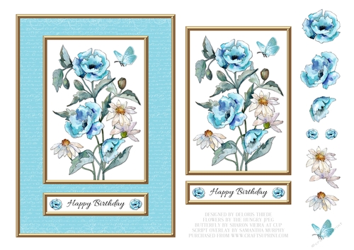 Birthday - Lovely Watercolor Flowers Topper