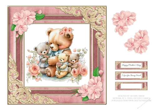 Mothers Day Teddy Bear Topper - Card Two