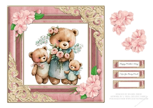 Mothers Day Teddy Bear Topper - Card Three