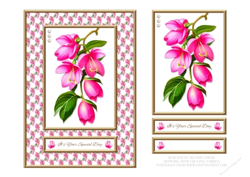Lovely Fuchsia Birthday Topper - Card 1