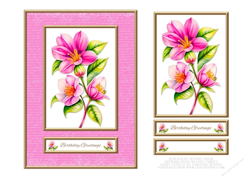 Lovely Fuchsia Flowers Birthday Topper - Pink