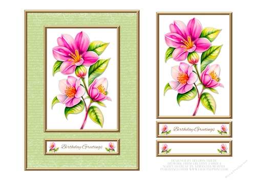 Lovely Fuchsia Flowers Birthday Topper - Green