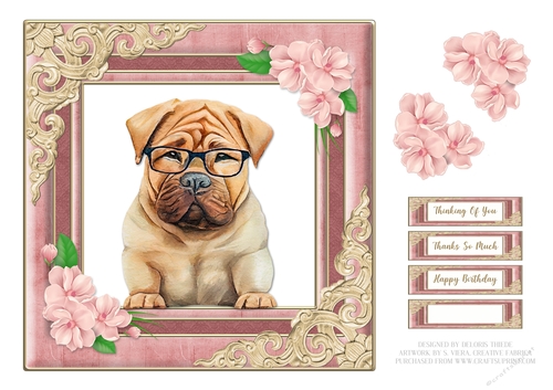 Cute Shar pei Birthday Topper 