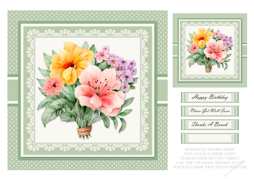 Lovely Watercolor Flowers Birthday/Get Well/Thank You Topper