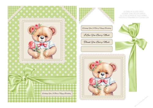 Cute Teddy Birthday Topper #1