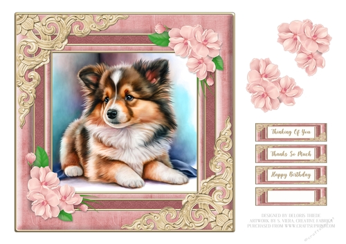 Cute Sheltie Puppy Birthday Topper