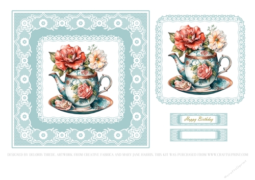 Lovely Floral Teapot Birthday Topper