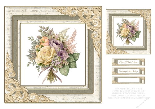 Lovely Rose Bouquet Birthday/Get Well Topper