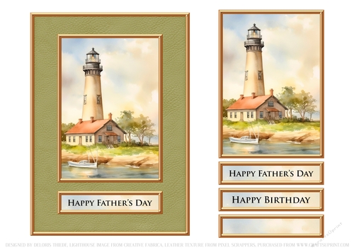 Beautiful Lighthouse Scene Fathers Day/Birthday Topper