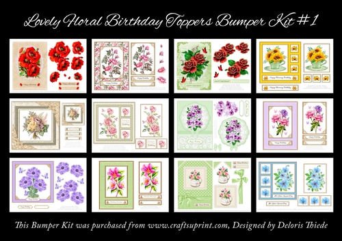 12 Lovely Floral Birthday Toppers Bumper Kit #1
