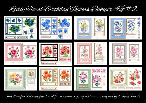 12 Lovely Floral Birthday Toppers Bumper Kit #2