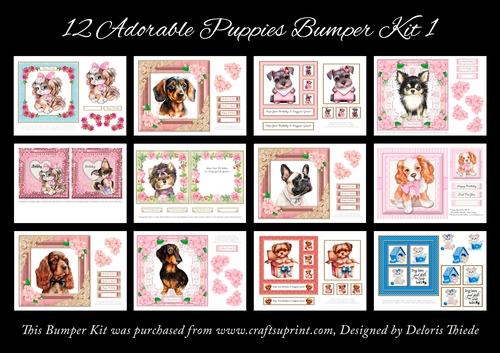 12 Adorable Puppies Toppers Bumper Kit 1