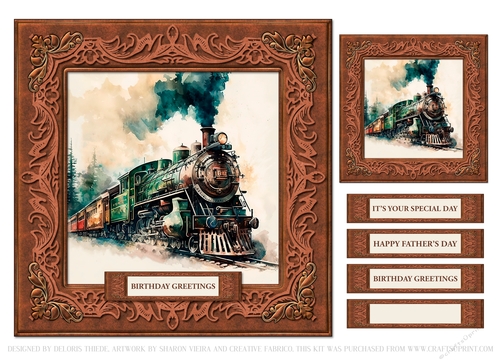 Vintage Steam Train Topper - Card Three