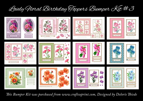 12 Lovely Floral Birthday Toppers Bumper Kit #3