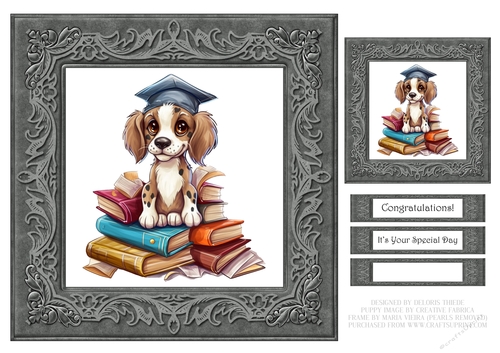 Cute Puppy Graduation Topper - Card Two
